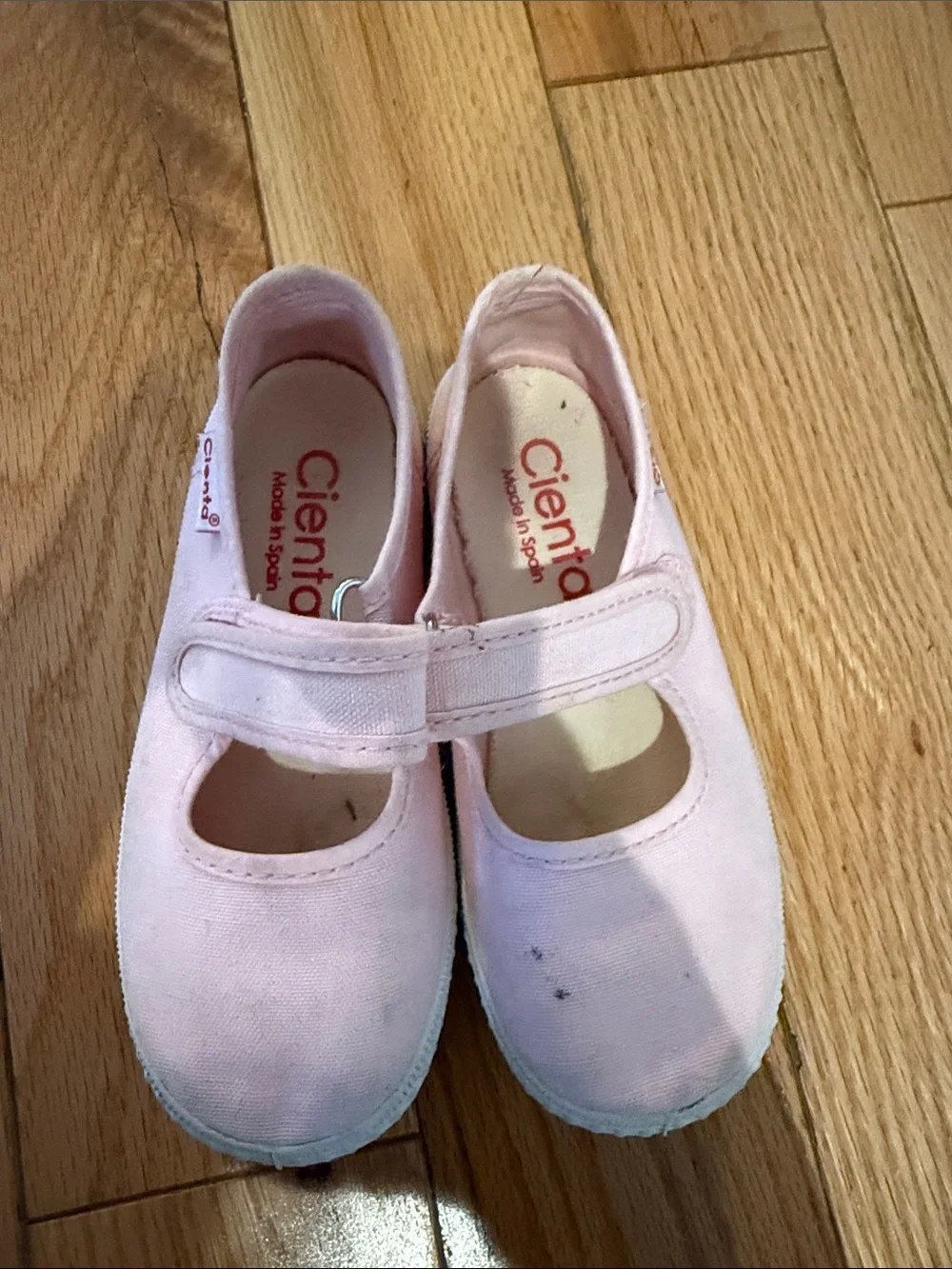 Cienta Pink Canvas Mary Jane Hook-and-Loop Kids Shoes